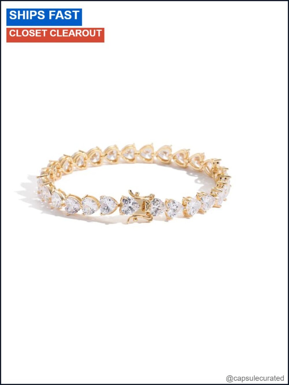 18K Gold Moissanite Tennis Bracelet Tear Drop Charm for Women